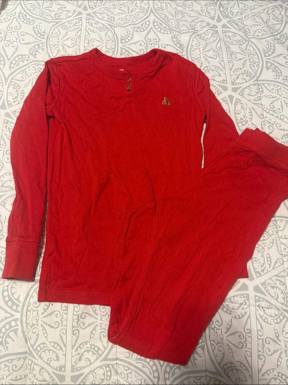 GAP Red Long-Sleeve Two-Piece Kids Pajama Set